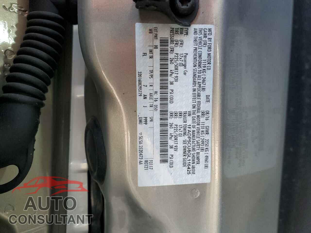FORD CMAX 2016 - 1FADP5CU8GL116425