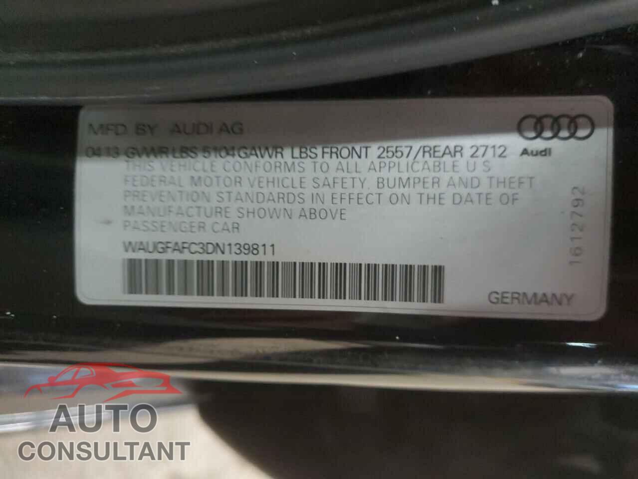 AUDI A6 2013 - WAUGFAFC3DN139811