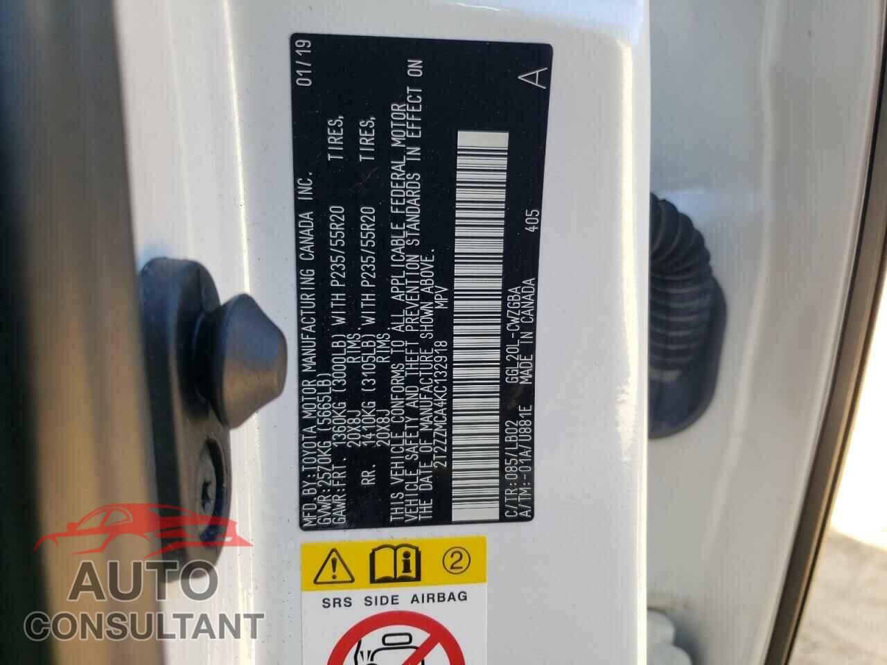 LEXUS RX350 2019 - 2T2ZZMCA4KC132918