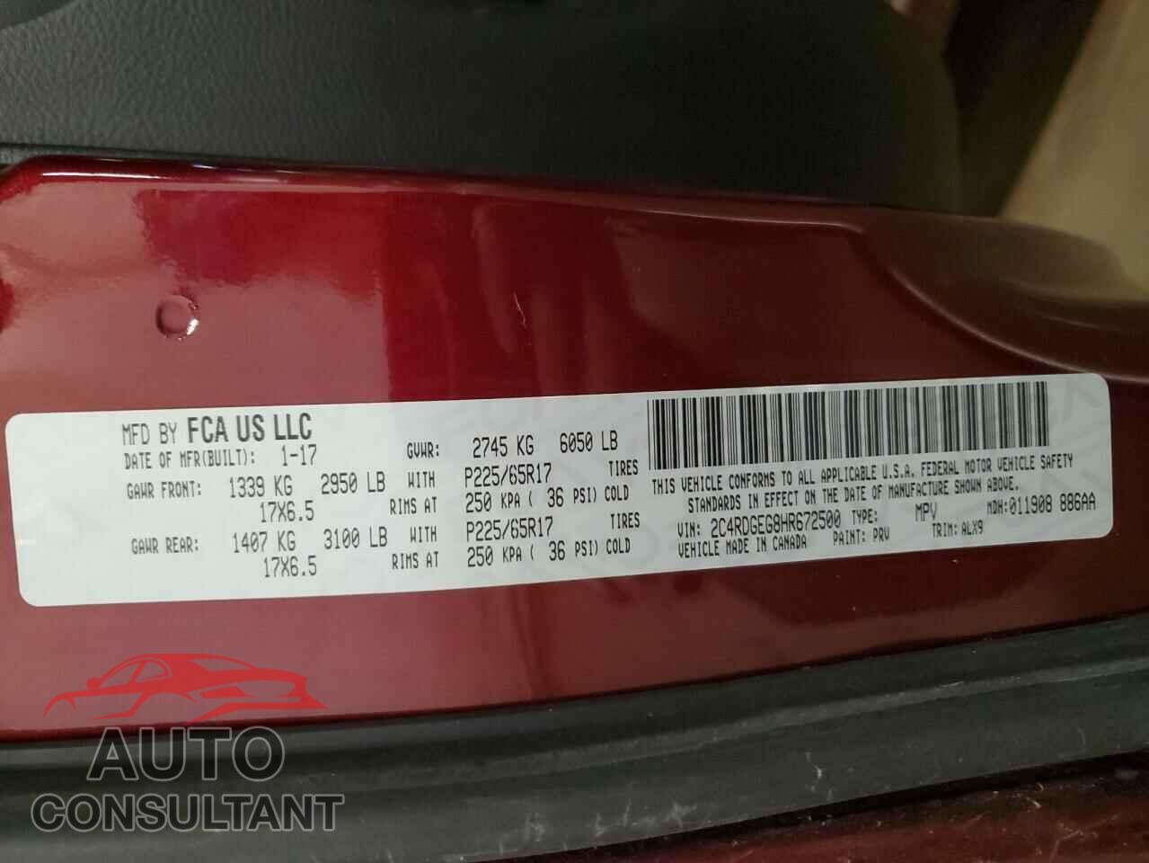 DODGE CARAVAN 2017 - 2C4RDGEG8HR672500