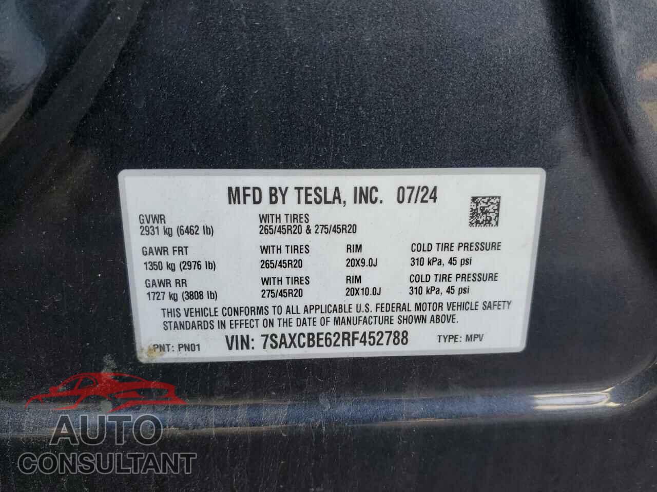 TESLA MODEL X 2024 - 7SAXCBE62RF452788