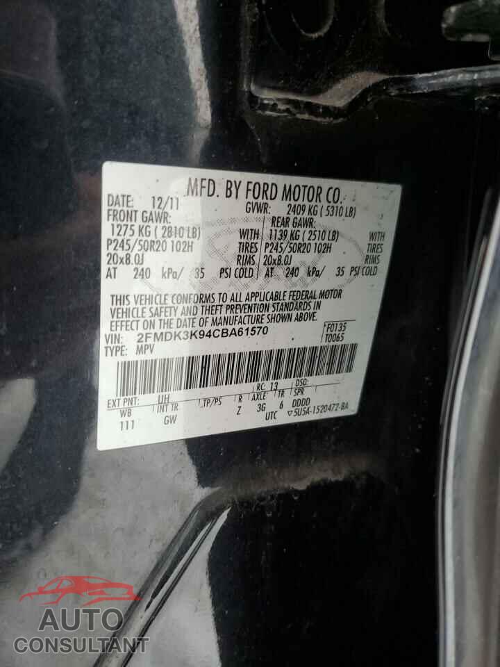 FORD EDGE 2012 - 2FMDK3K94CBA61570