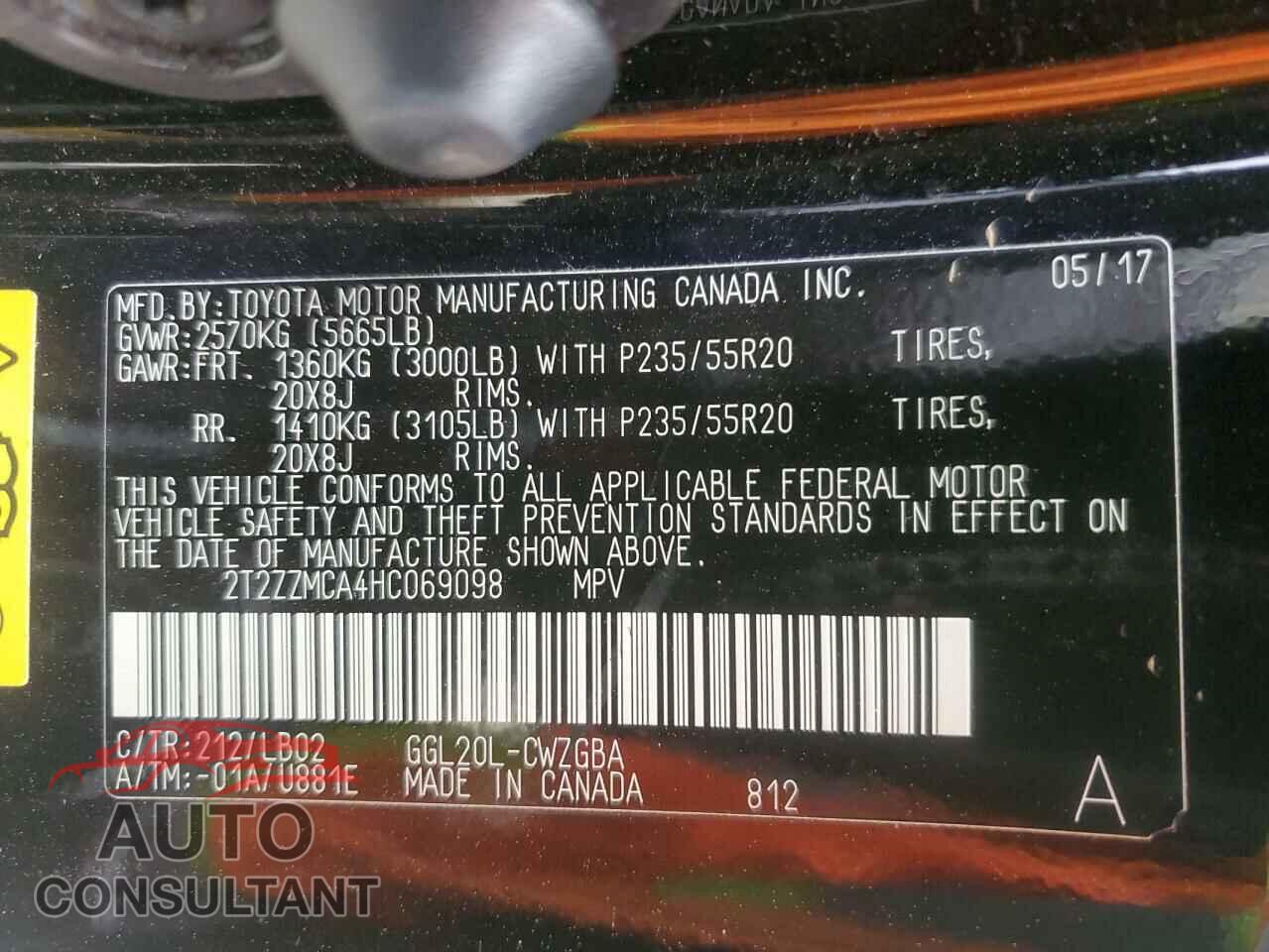 LEXUS RX350 2017 - 2T2ZZMCA4HC069098