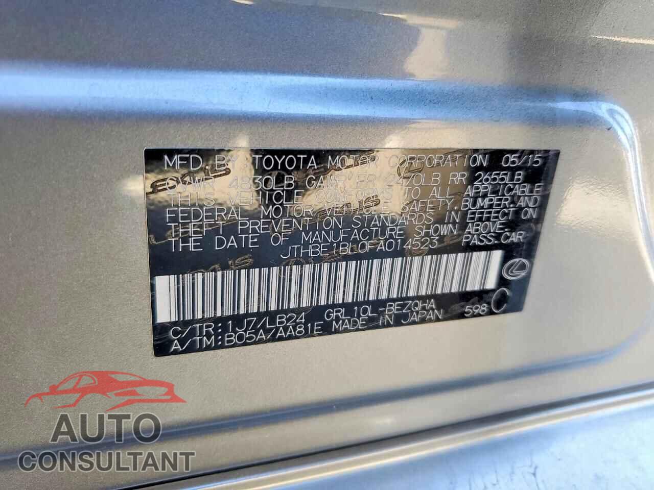 LEXUS GS 2015 - JTHBE1BL0FA014523