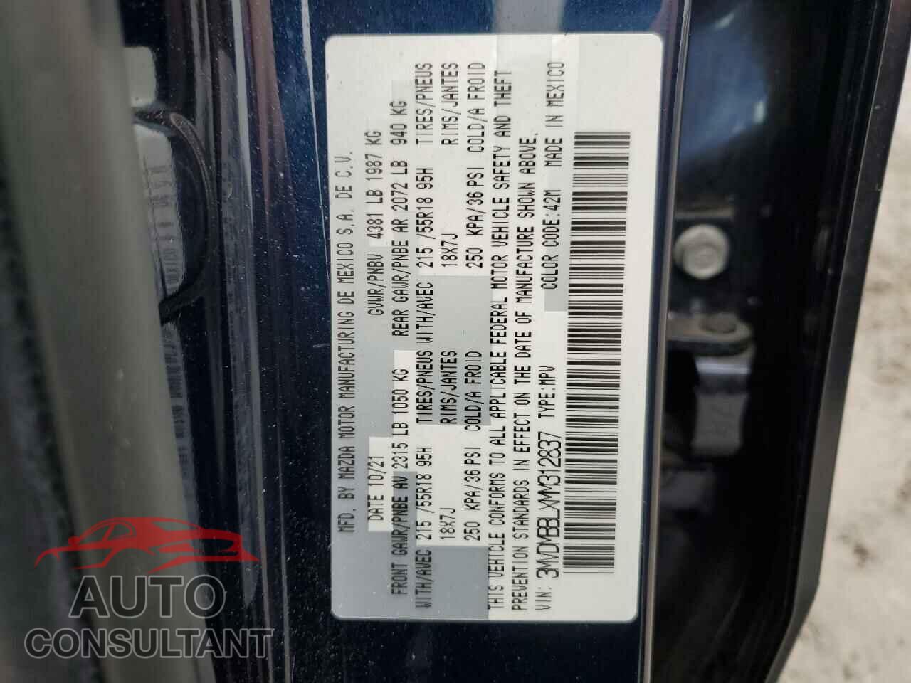 MAZDA CX30 2021 - 3MVDMBBLXMM312837