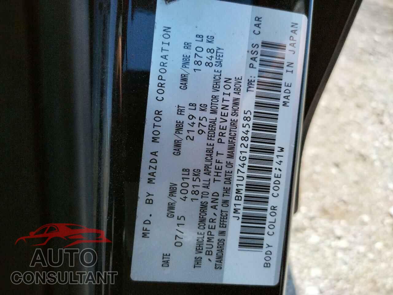 MAZDA 3 2016 - JM1BM1U74G1284585