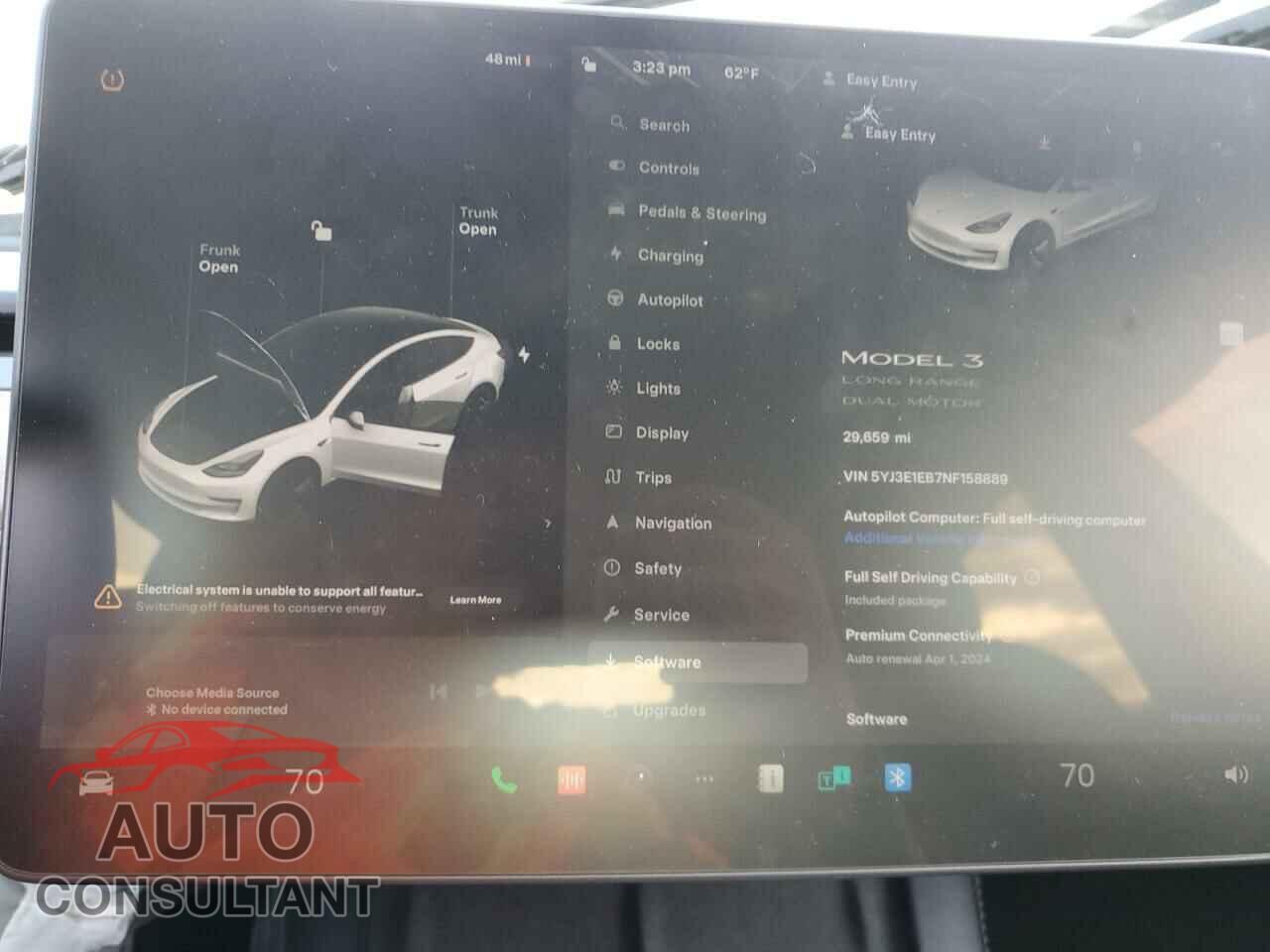TESLA MODEL 3 2022 - 5YJ3E1EB7NF158889