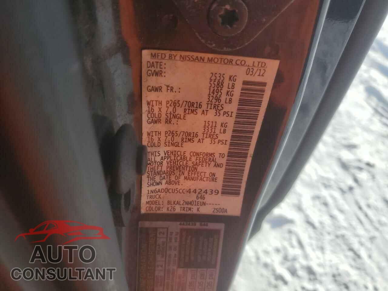 NISSAN FRONTIER 2012 - 1N6AD0CU5CC442439