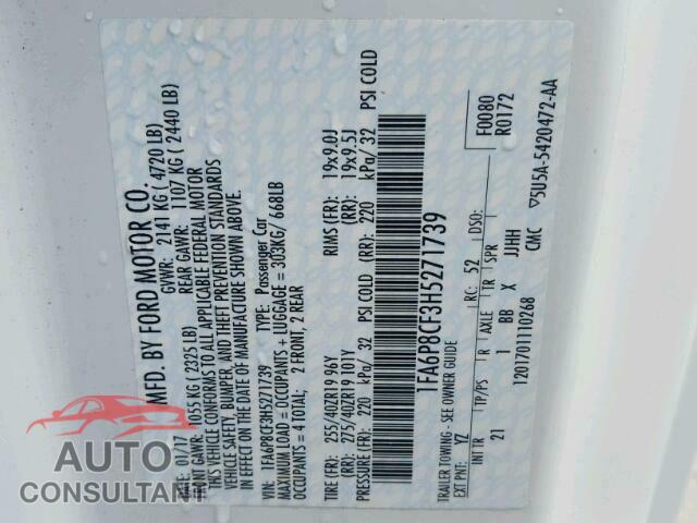 FORD MUSTANG 2017 - 1FA6P8CF3H5271739