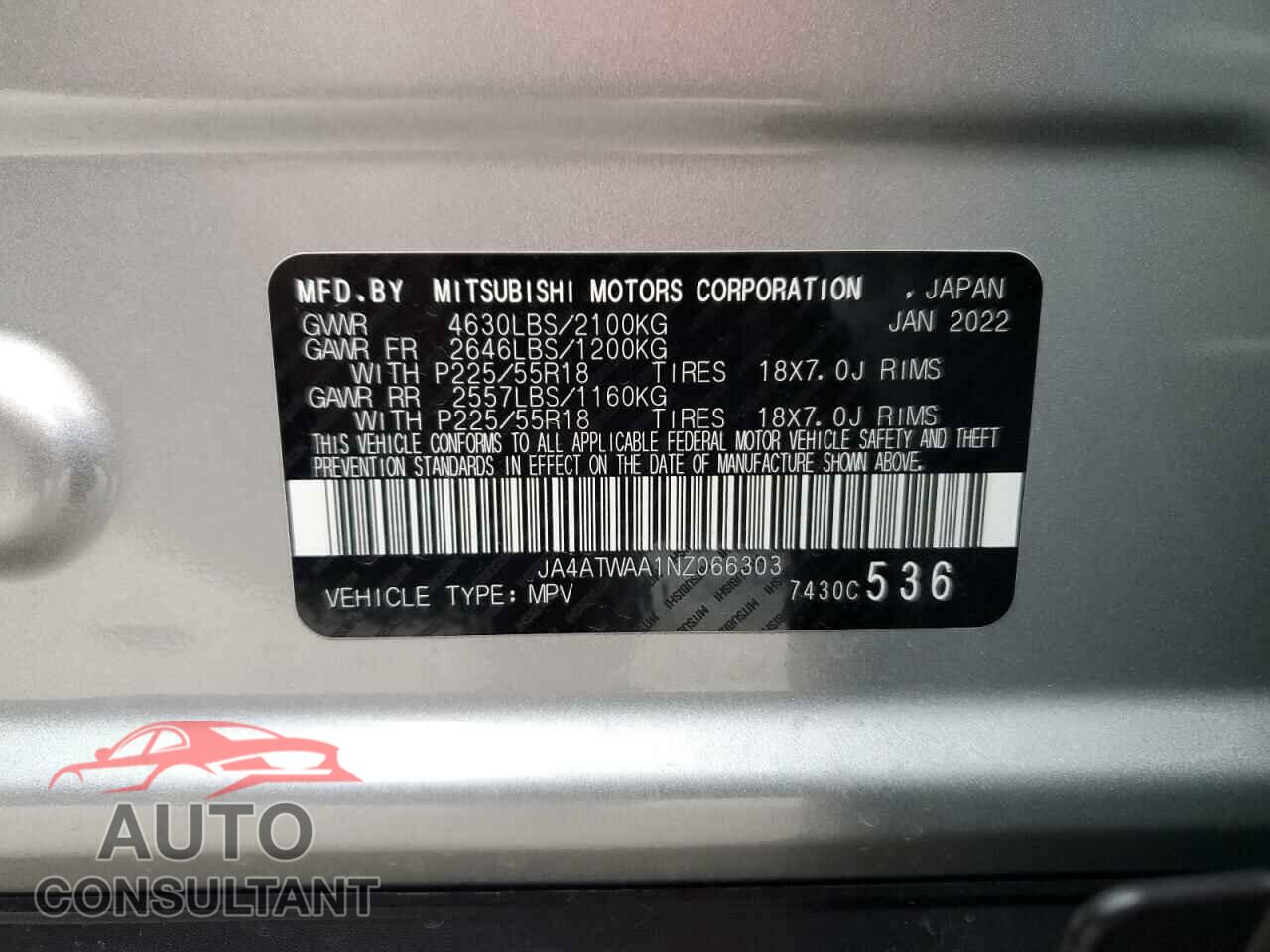 MITSUBISHI ECLIPSE 2022 - JA4ATWAA1NZ066303