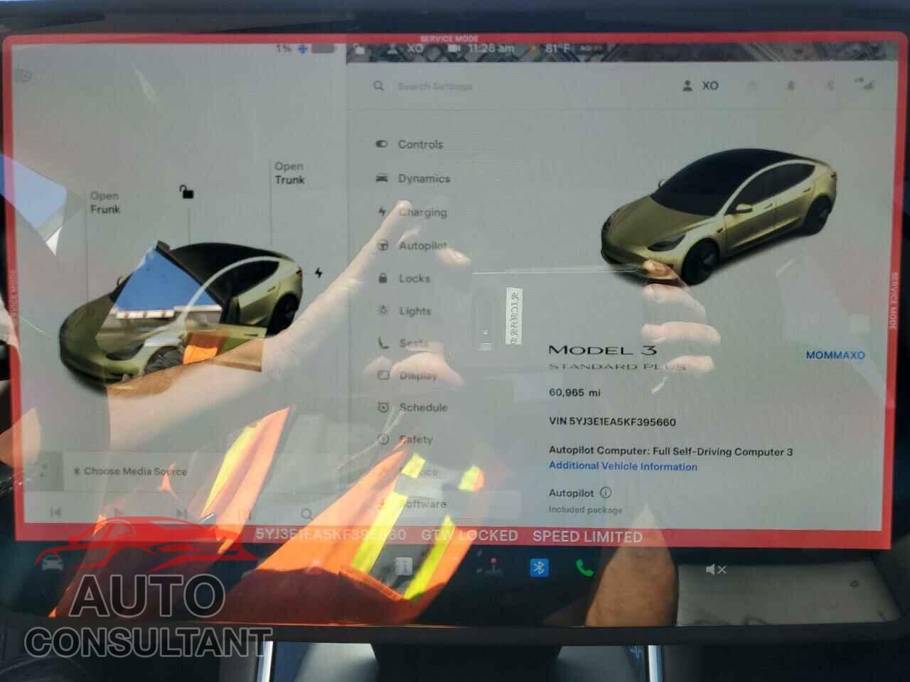TESLA MODEL 3 2019 - 5YJ3E1EA5KF395660