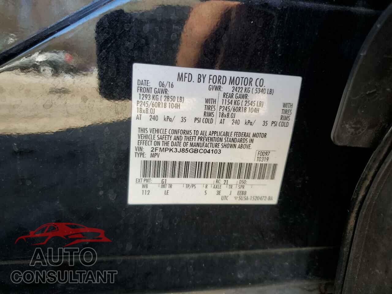 FORD EDGE 2016 - 2FMPK3J85GBC04103