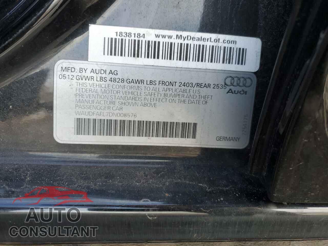 AUDI A4 2013 - WAUDFAFL7DN008576