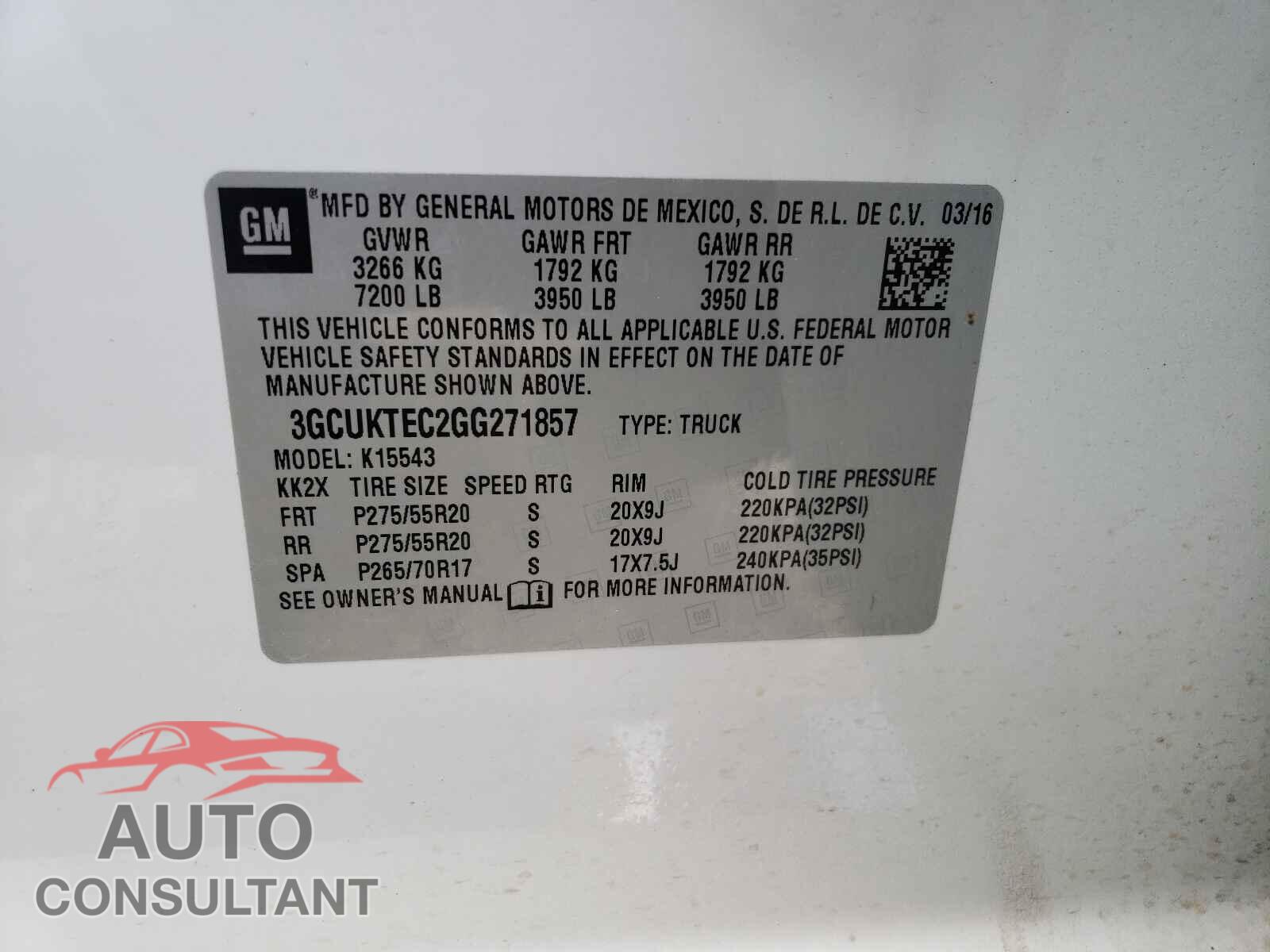 CHEVROLET SILVERADO 2016 - 3GCUKTEC2GG271857