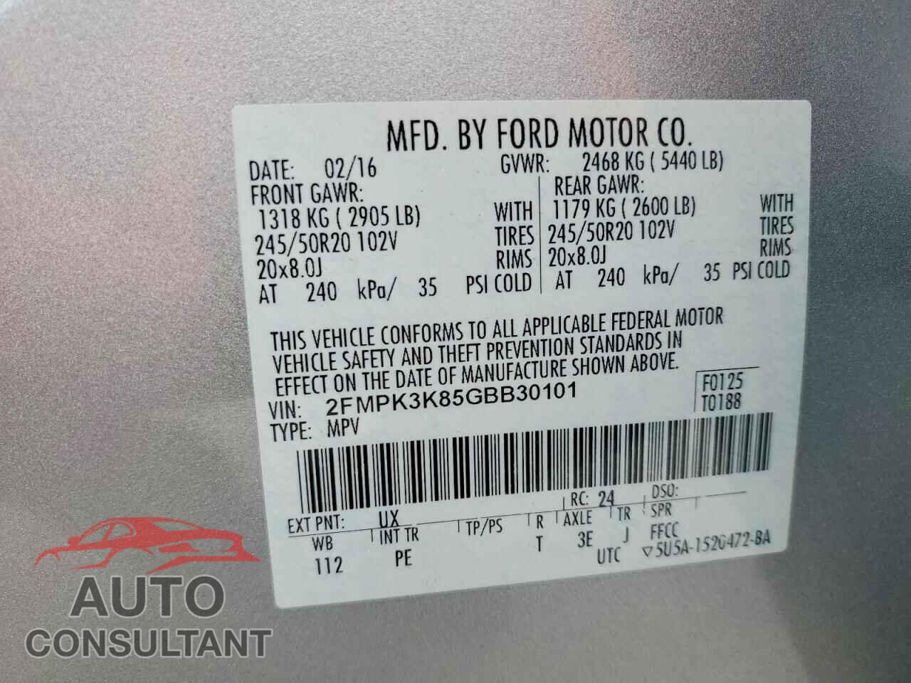 FORD EDGE 2016 - 2FMPK3K85GBB30101