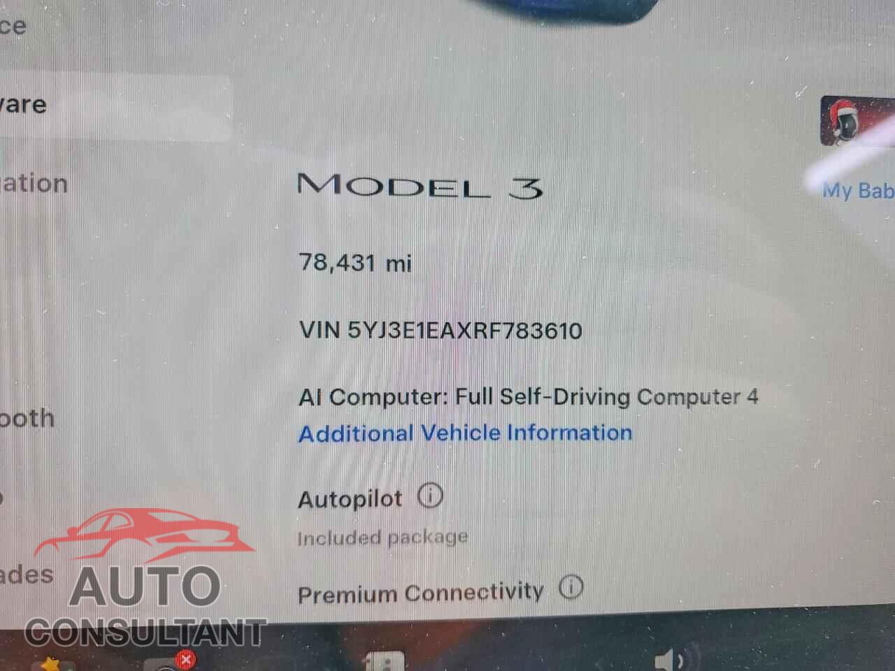 TESLA MODEL 3 2024 - 5YJ3E1EAXRF783610