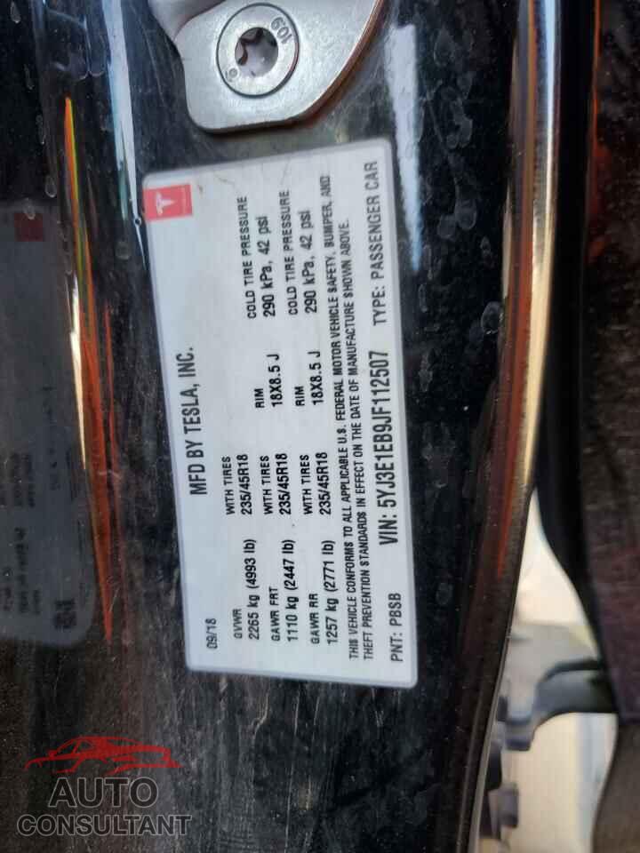 TESLA MODEL 3 2018 - 5YJ3E1EB9JF112507