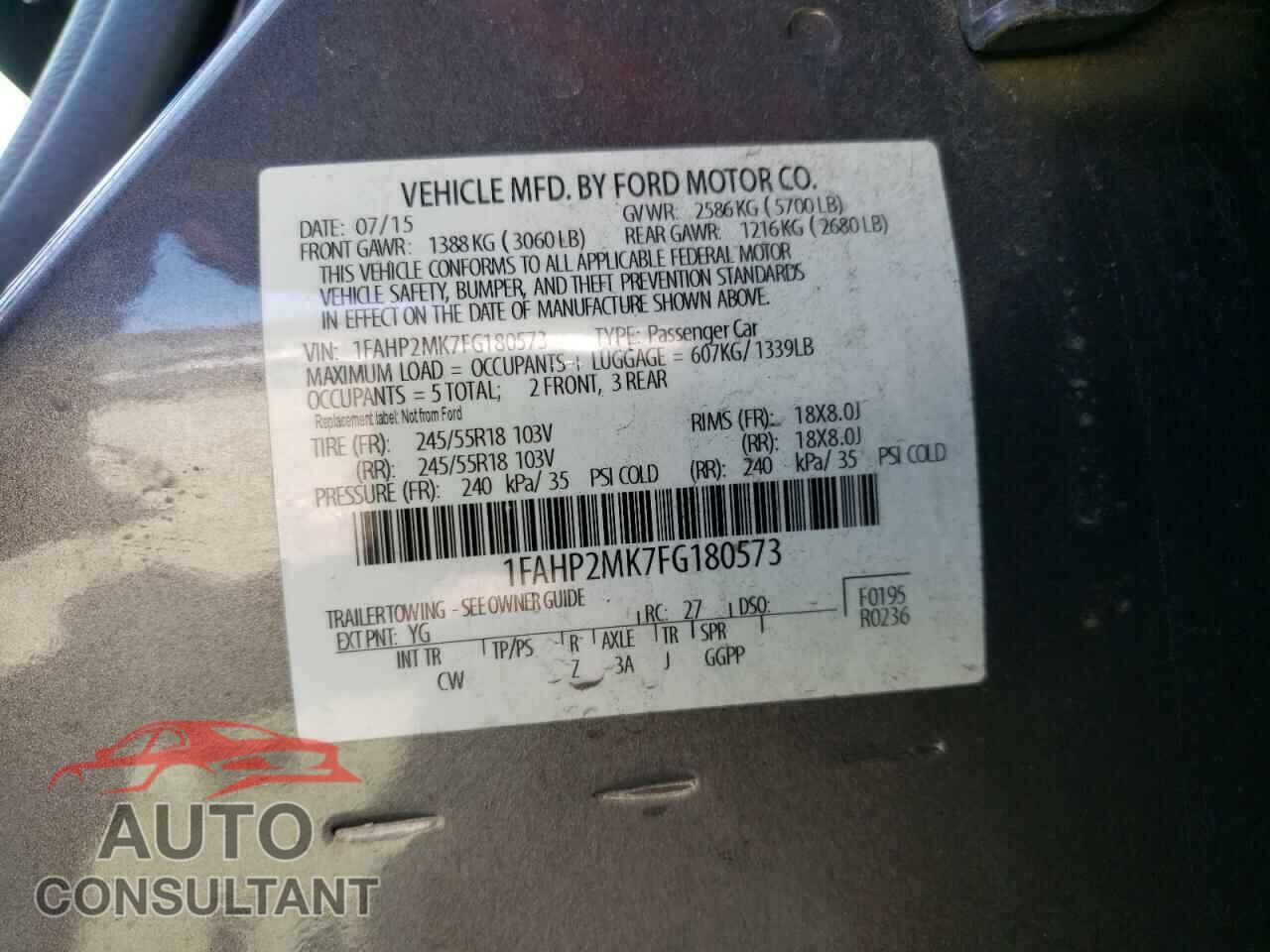 FORD TAURUS 2015 - 1FAHP2MK7FG180573