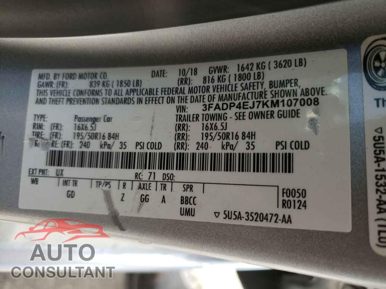 FORD FIESTA 2019 - 3FADP4EJ7KM107008