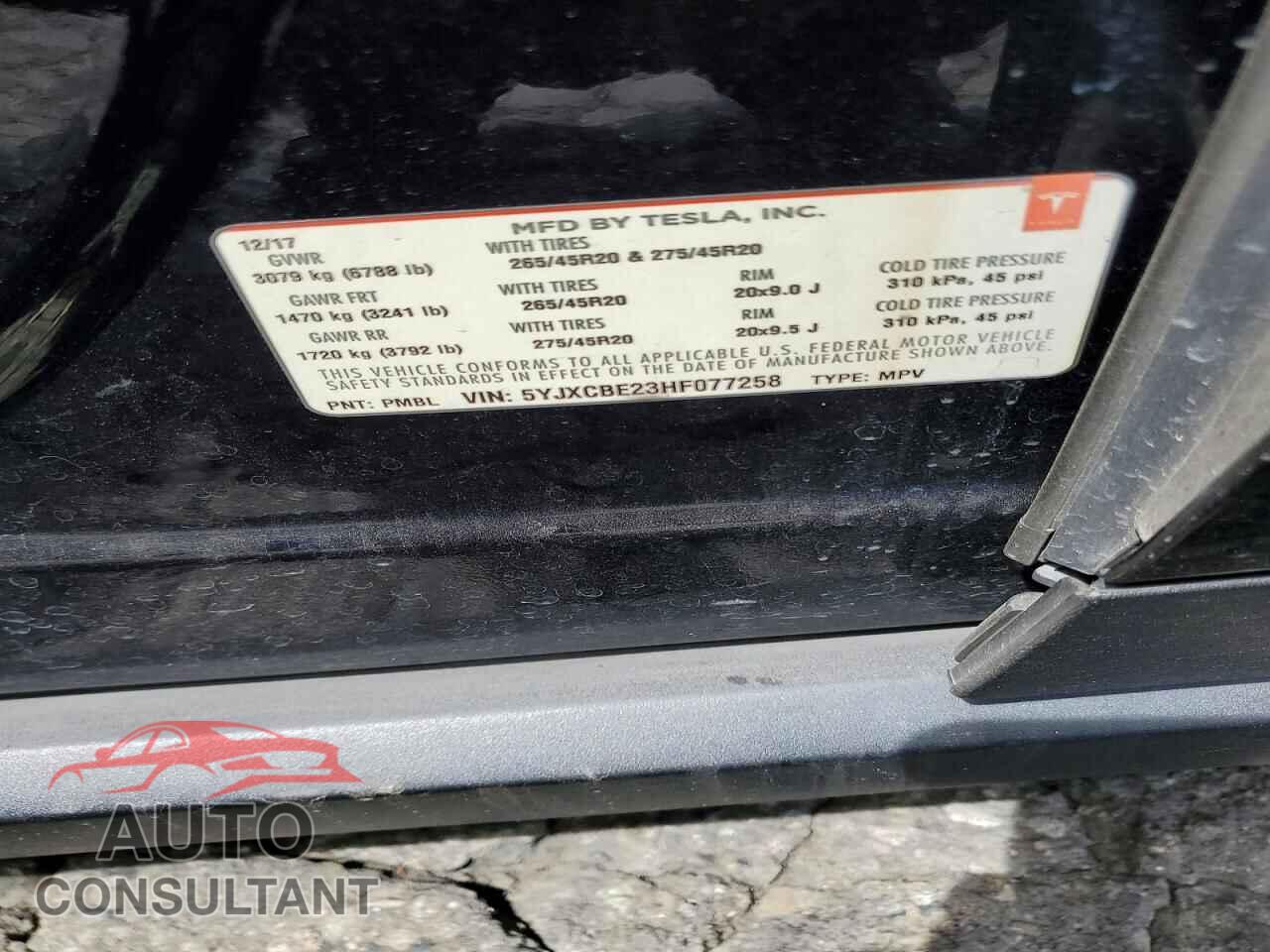 TESLA MODEL X 2017 - 5YJXCBE23HF077258