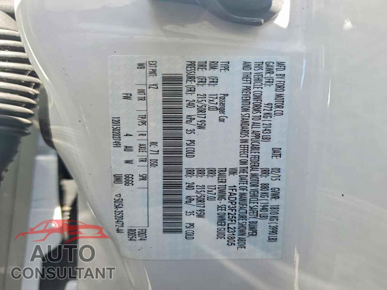 FORD FOCUS 2015 - 1FADP3F25FL231805