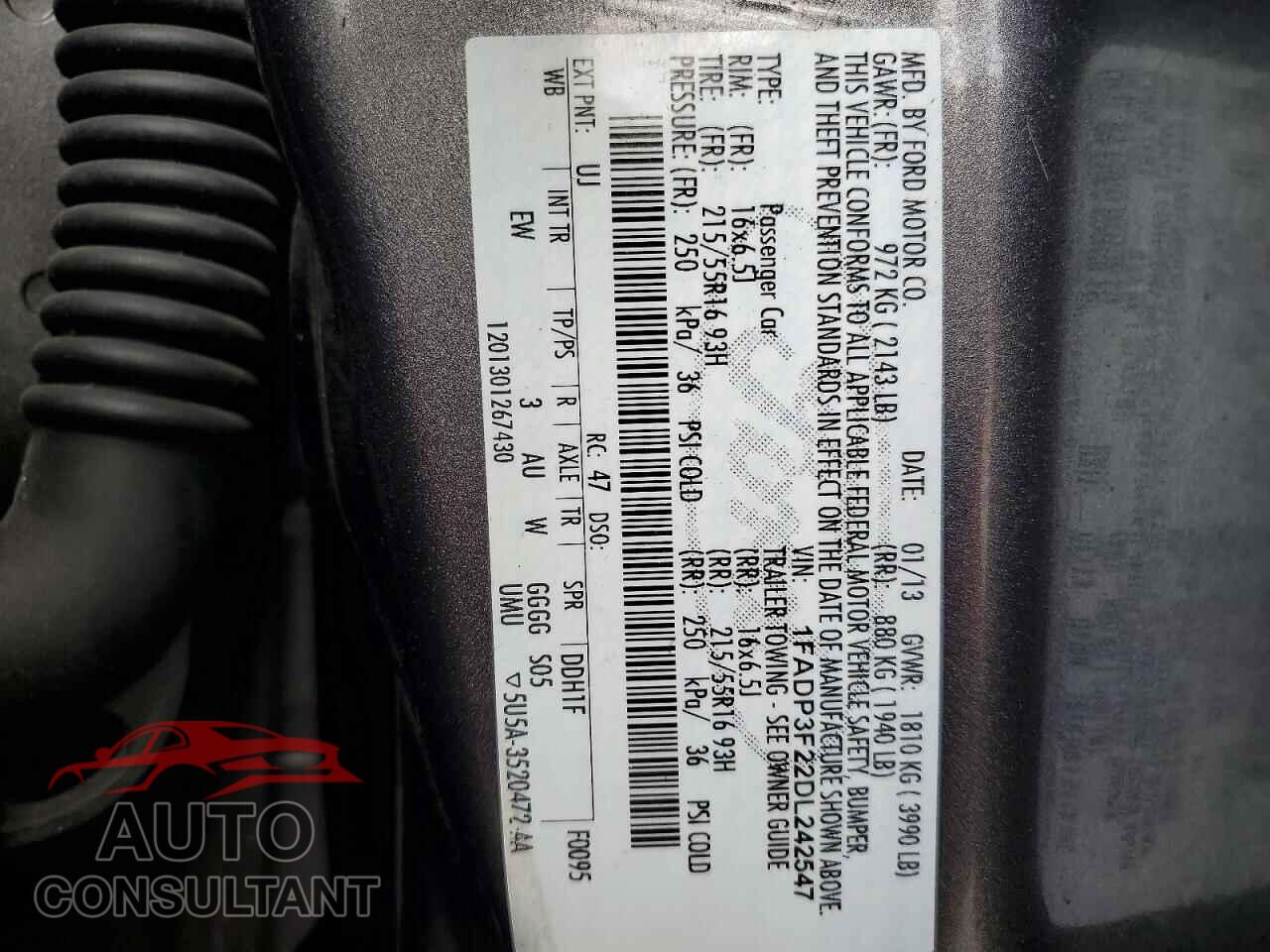 FORD FOCUS 2013 - 1FADP3F22DL242547