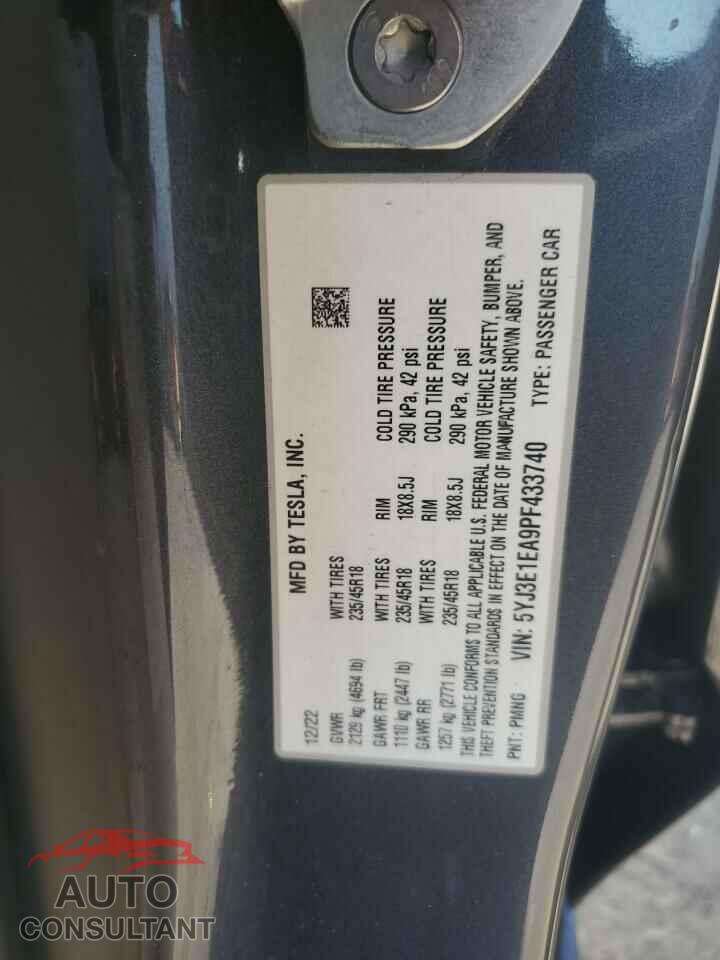 TESLA MODEL 3 2023 - 5YJ3E1EA9PF433740