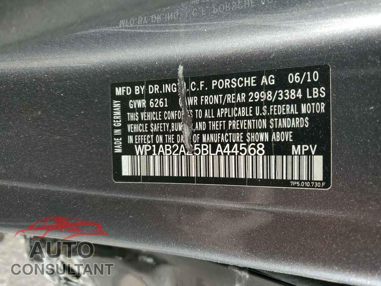 PORSCHE CAYENNE 2011 - WP1AB2A25BLA44568