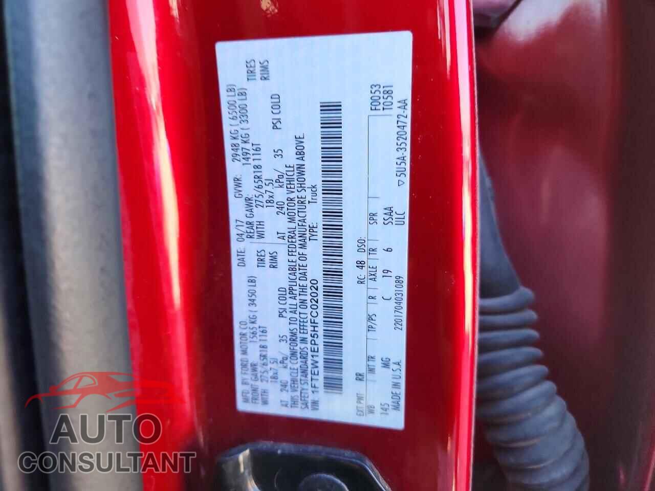 FORD F150 2017 - 1FTEW1EP5HFC02020