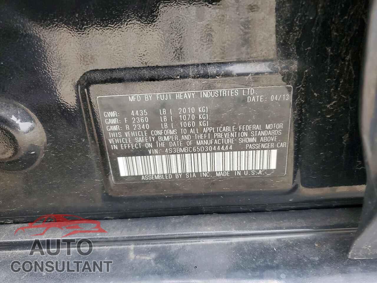 SUBARU LEGACY 2013 - 4S3BMBC65D3044444