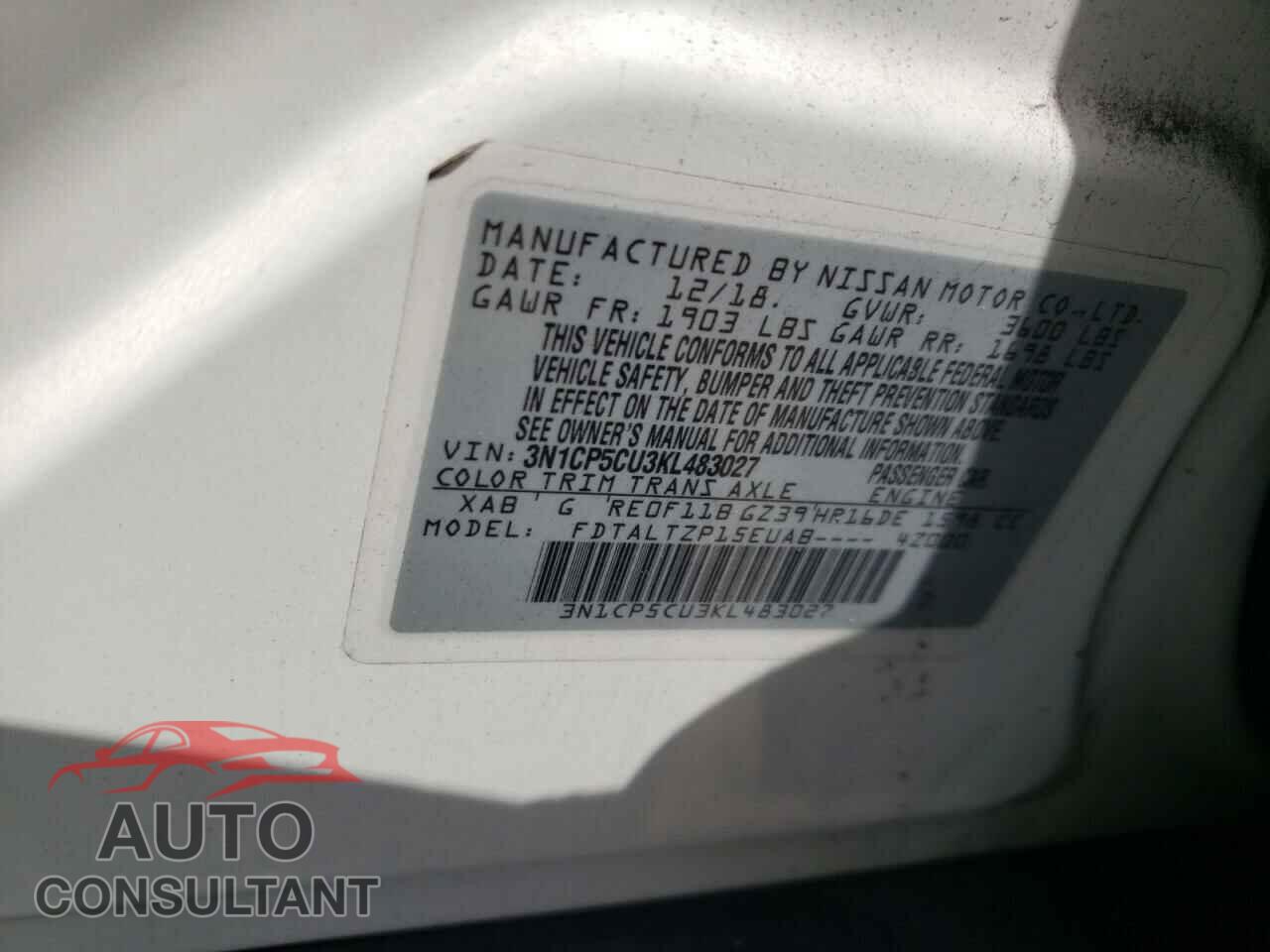 NISSAN KICKS 2019 - 3N1CP5CU3KL483027