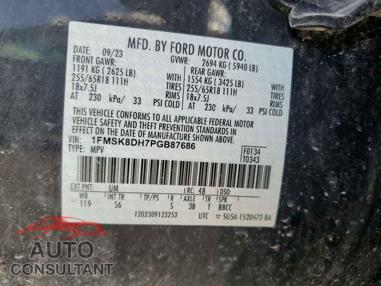 FORD EXPLORER 2023 - 1FMSK8DH7PGB87686