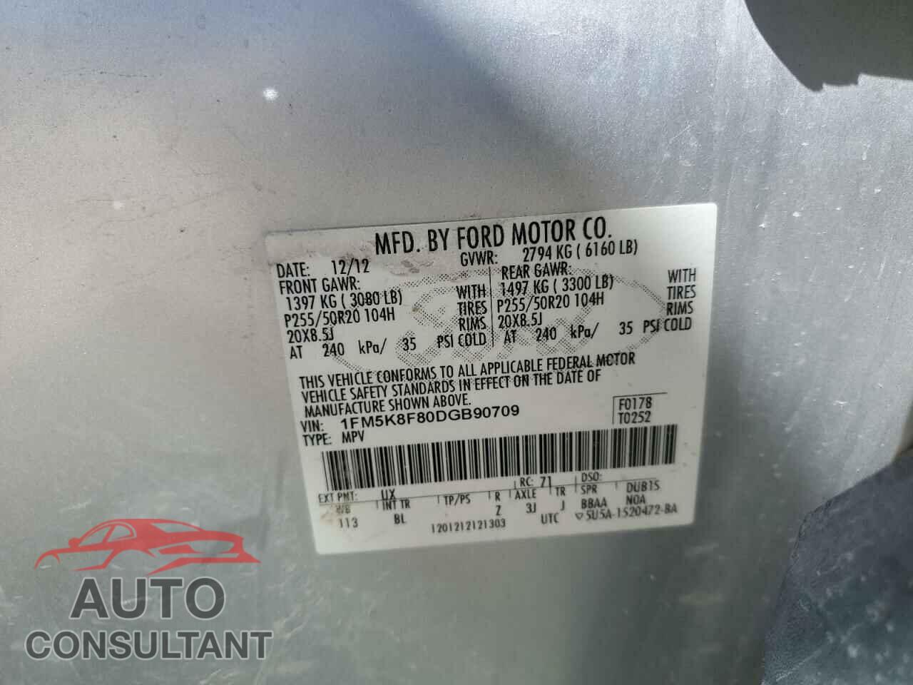 FORD EXPLORER 2013 - 1FM5K8F80DGB90709