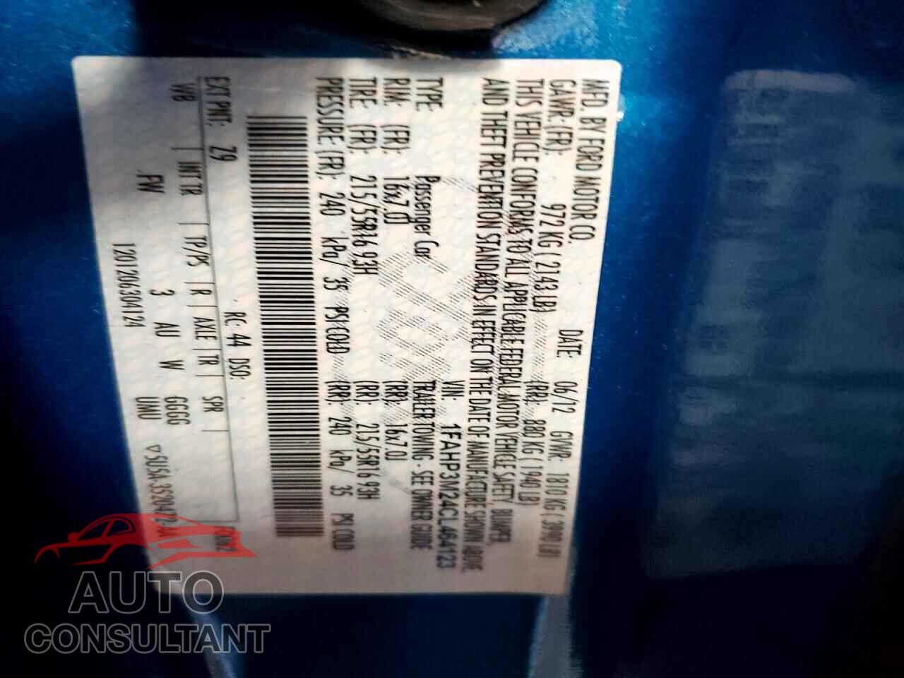 FORD FOCUS 2012 - 1FAHP3M24CL464123
