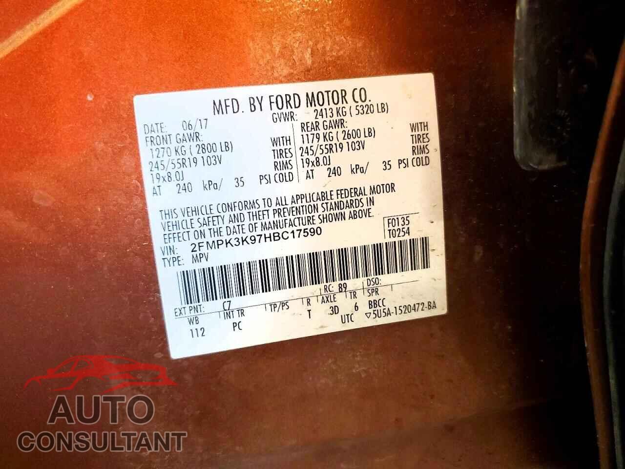 FORD EDGE 2017 - 2FMPK3K97HBC17590