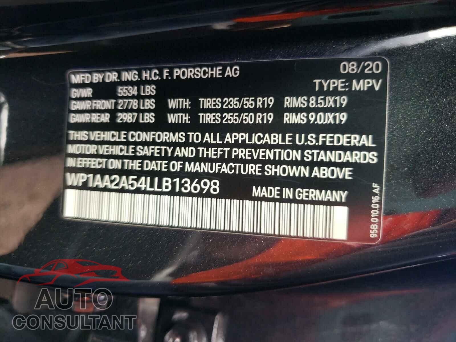PORSCHE MACAN 2020 - WP1AA2A54LLB13698