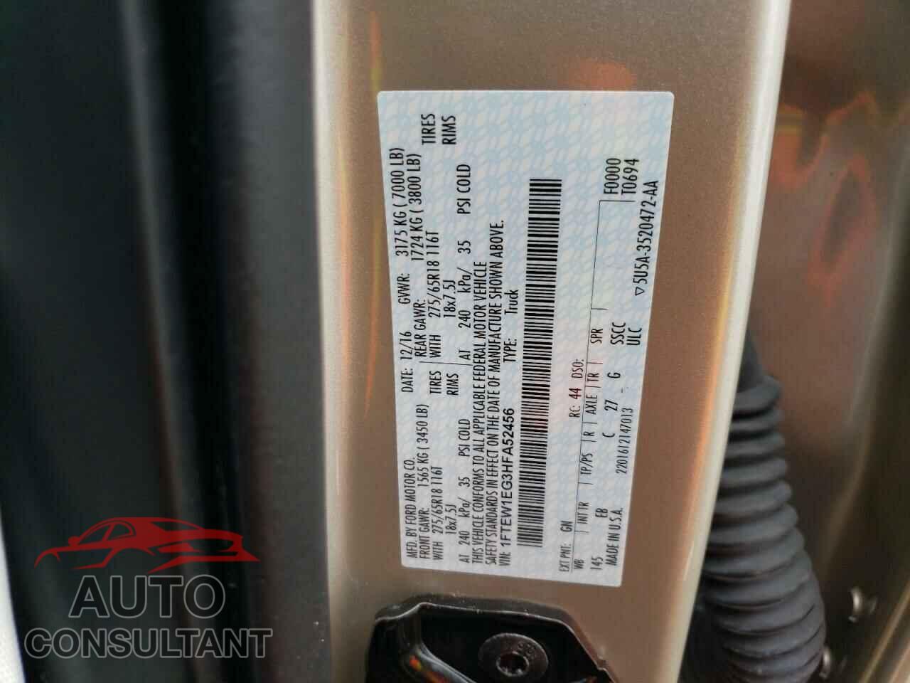 FORD F-150 2017 - 1FTEW1EG3HFA52456
