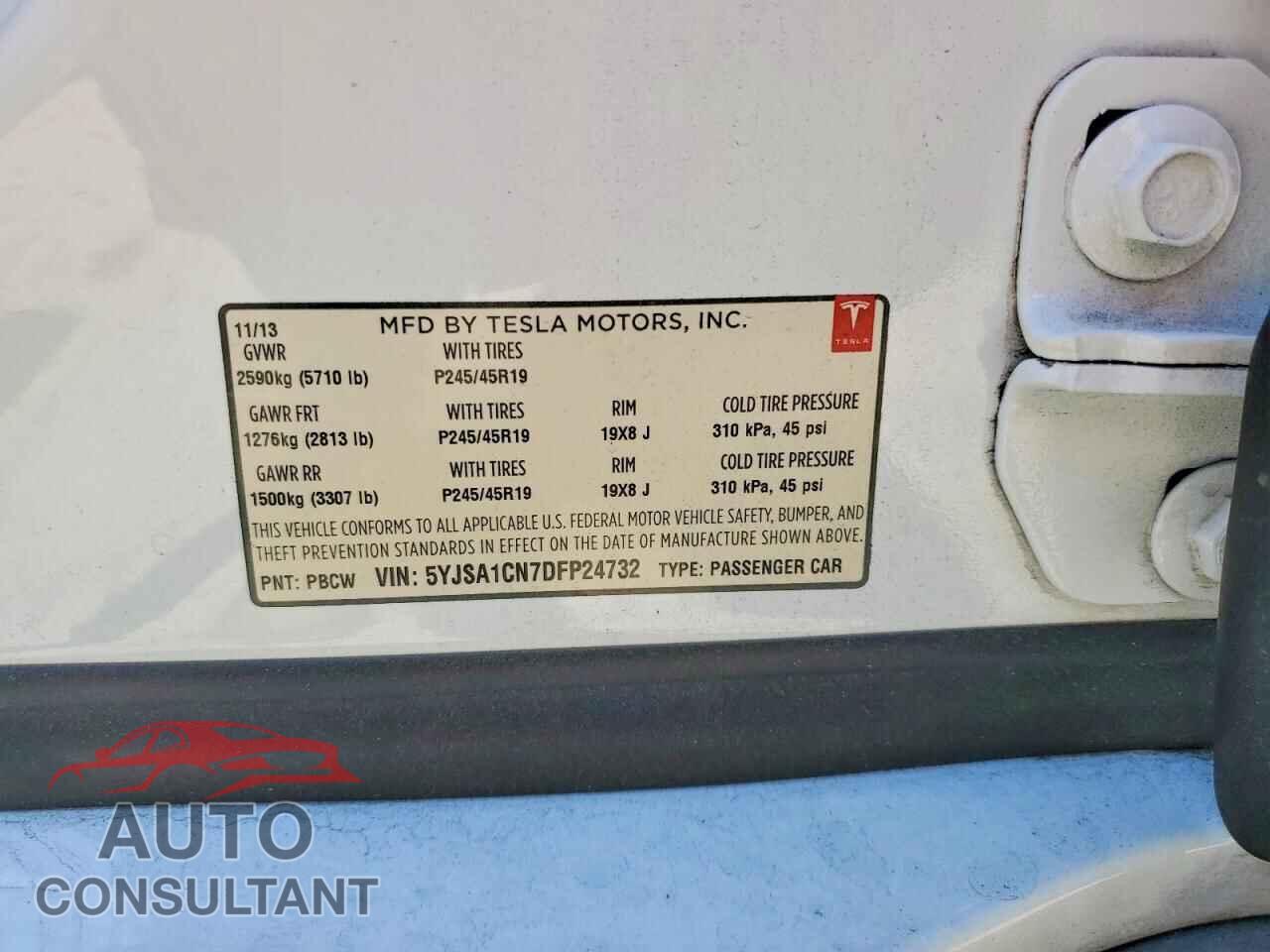 TESLA MODEL S 2013 - 5YJSA1CN7DFP24732