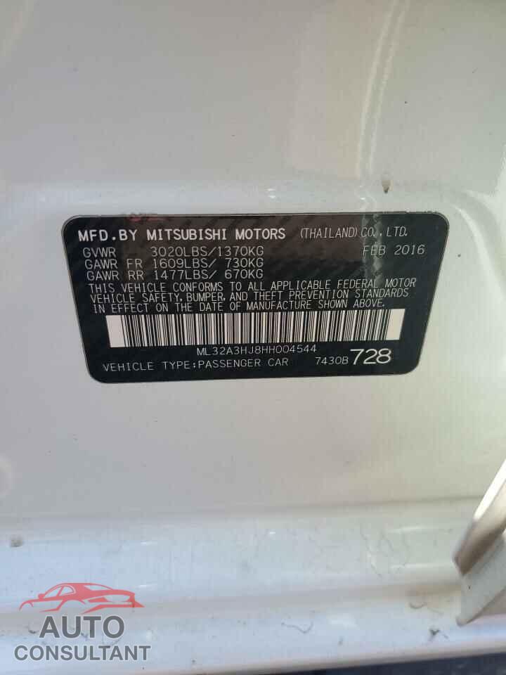 MITSUBISHI MIRAGE 2017 - ML32A3HJ8HH004544