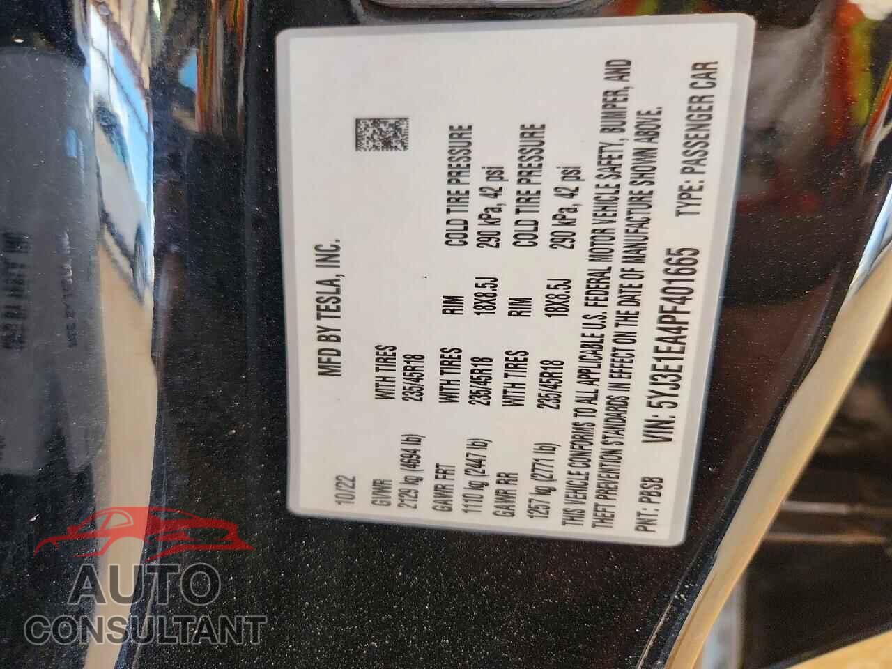 TESLA MODEL 3 2023 - 5YJ3E1EA4PF401665