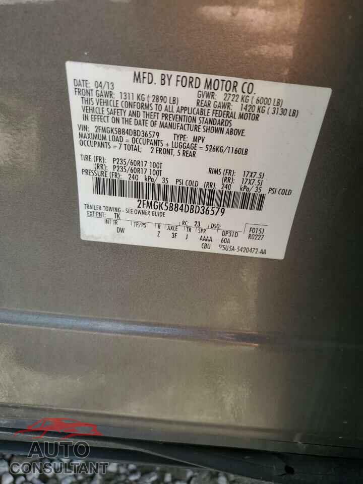FORD FLEX 2013 - 2FMGK5B84DBD36579