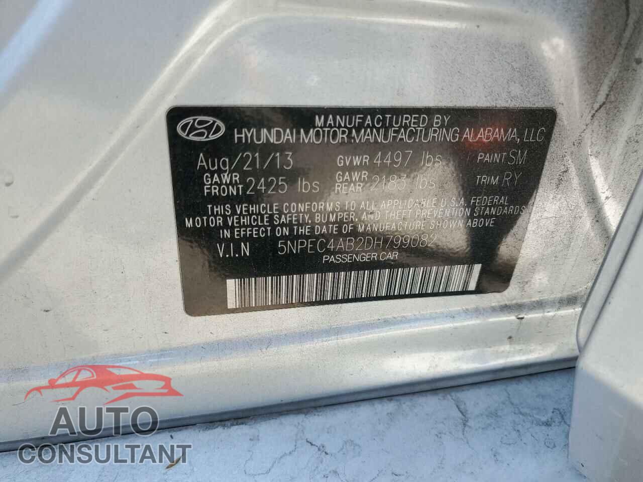 HYUNDAI SONATA 2013 - 5NPEC4AB2DH799082