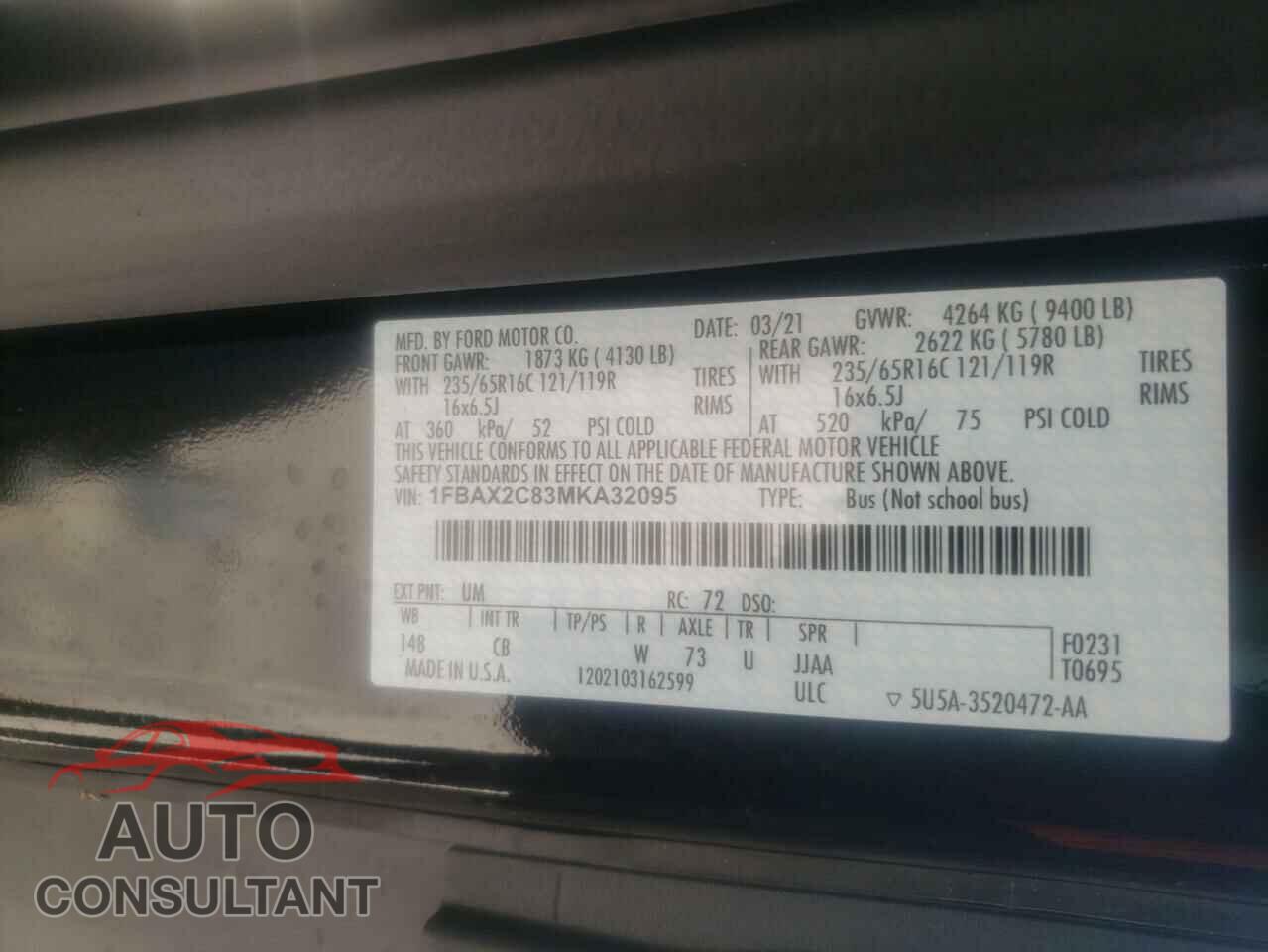 FORD TRANSIT CO 2021 - 1FBAX2C83MKA32095