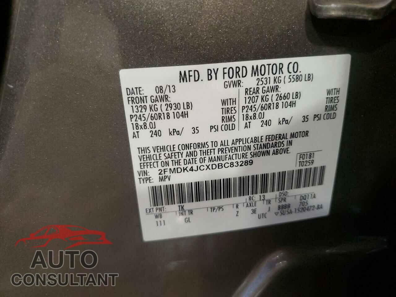 FORD EDGE 2013 - 2FMDK4JCXDBC83289