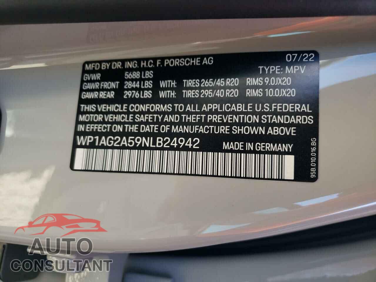 PORSCHE MACAN 2022 - WP1AG2A59NLB24942