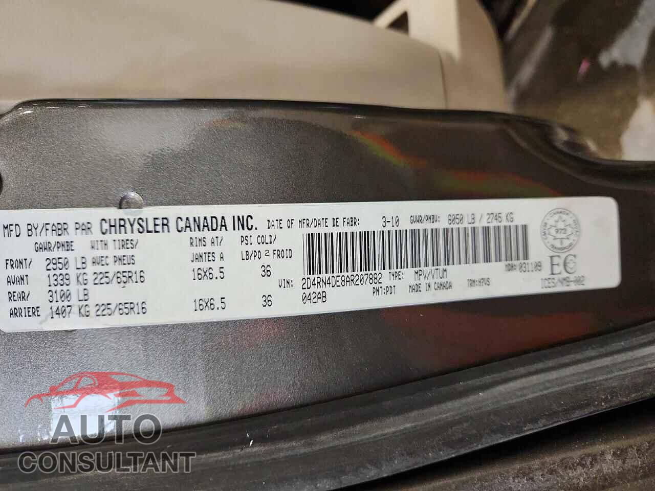 DODGE CARAVAN 2010 - 2D4RN4DE8AR207882