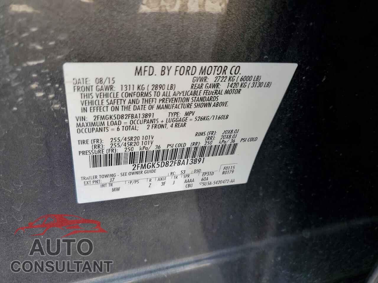 FORD FLEX 2015 - 2FMGK5D82FBA13891
