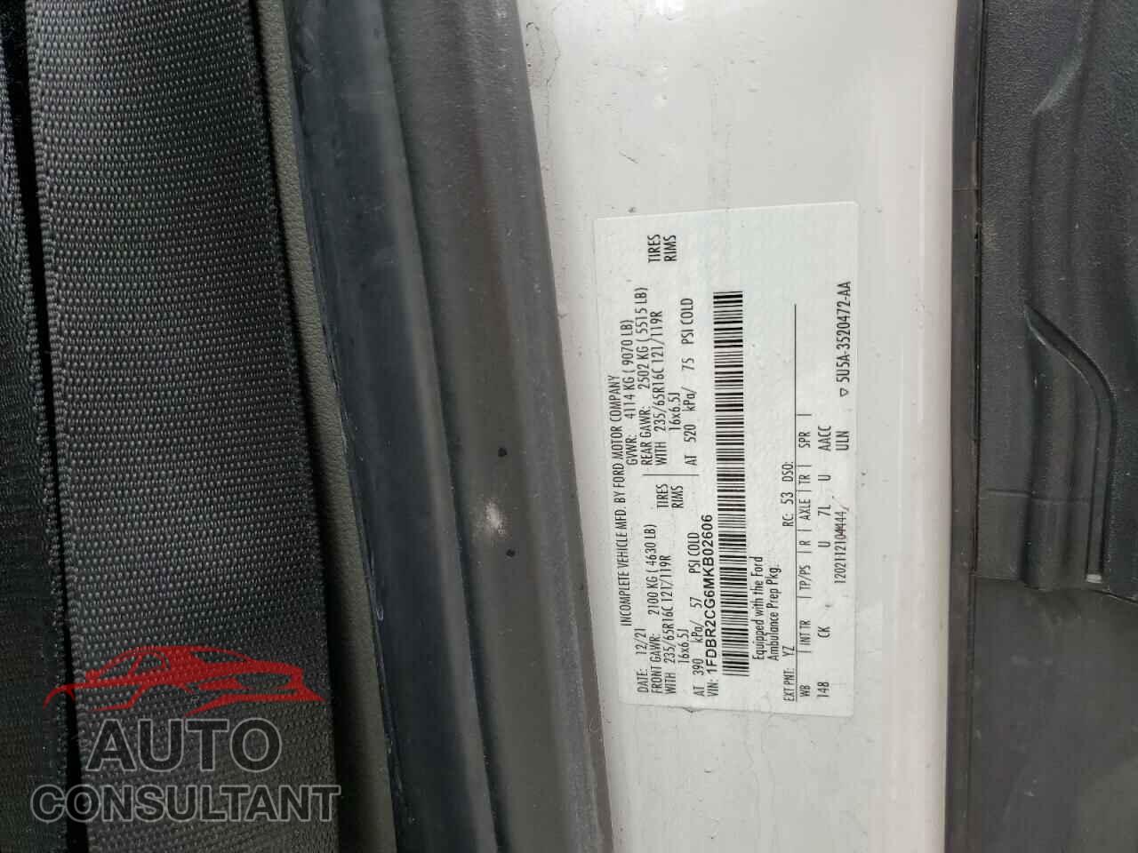 FORD TRANSIT 2021 - 1FDBR2CG6MKB02606
