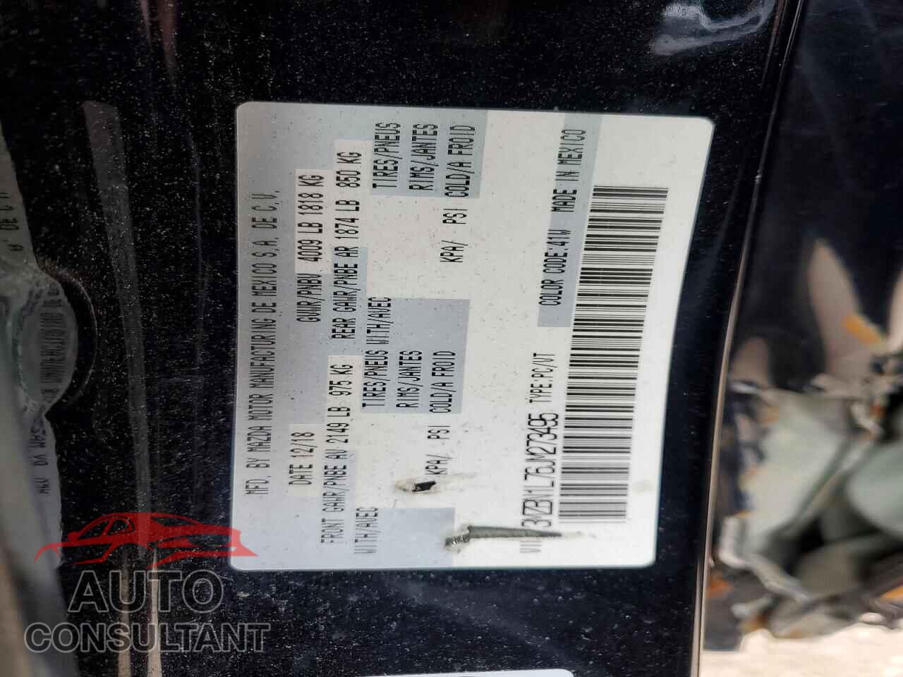 MAZDA 3 2018 - 3MZBN1L76JM273495