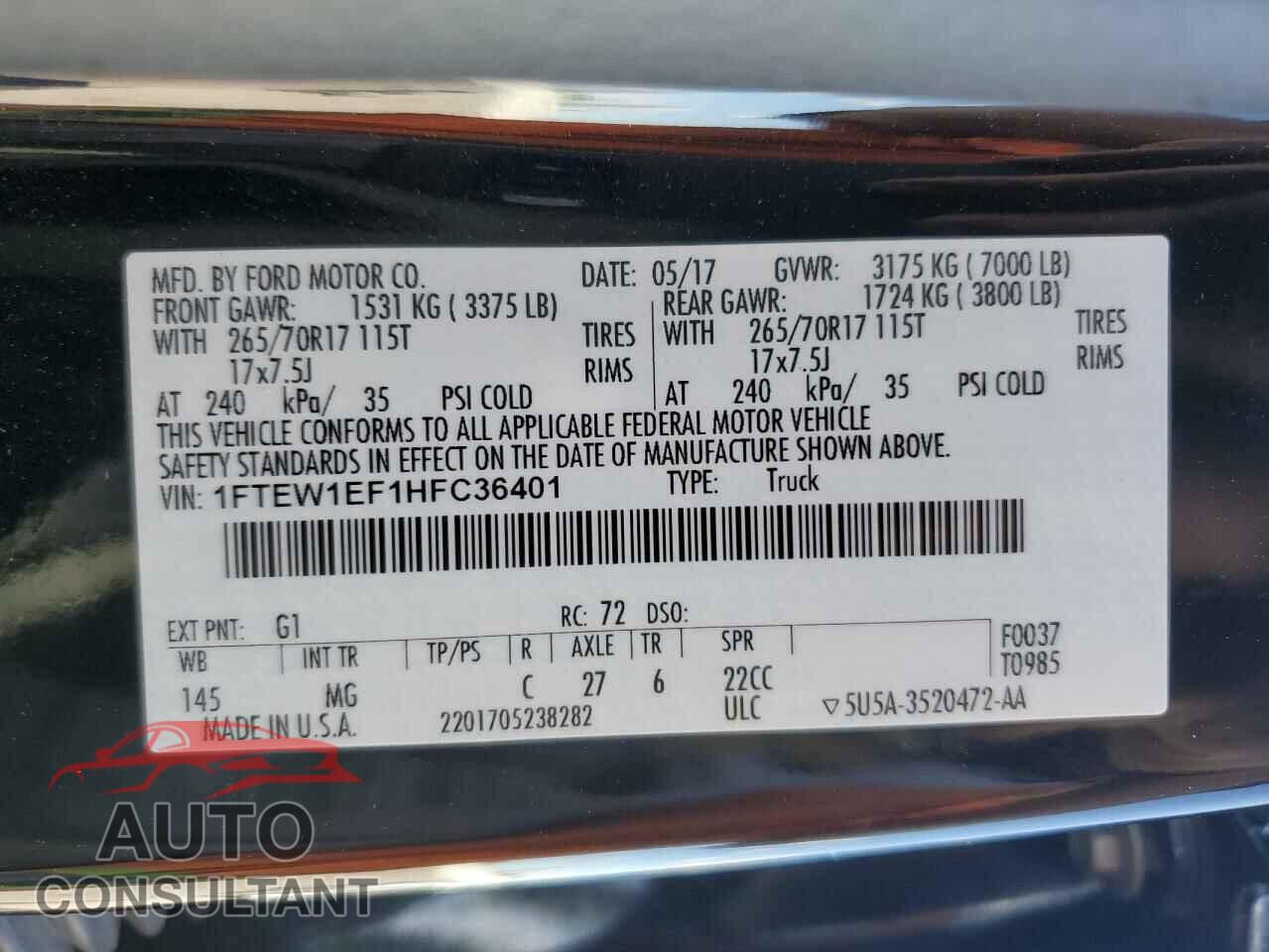 FORD F-150 2017 - 1FTEW1EF1HFC36401